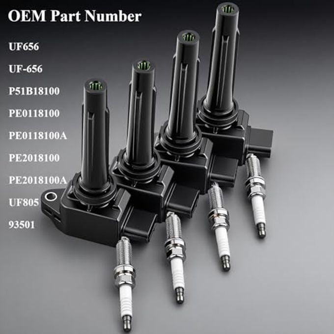TTpartmoto 4Pcs Ignition Coil Pack & Spark Plugs Fit for Mazda 13-20 CX-5, 16-21 CX-3, 20-23 CX-30, 23 CX-50 2.5L L4, 16-22 MX-5 Miata Replace# UF656 PE0118100 PE0118100A PE2018100 PE2018100A UF805 93501 - Image 3