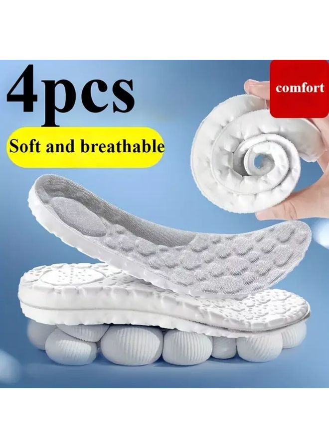 4 أزواج من نعال CloudComfort الرمادية مقاس EU43 44 تصميم مموج غير قابل للانزلاق وسادة طوال اليوم قابلة للتنفس دعم عالي المرونة لقوس القدم لأحذية العمل وأحذية المشي لمسافات طويلة إكسسوارات صحة القدم - Image 3