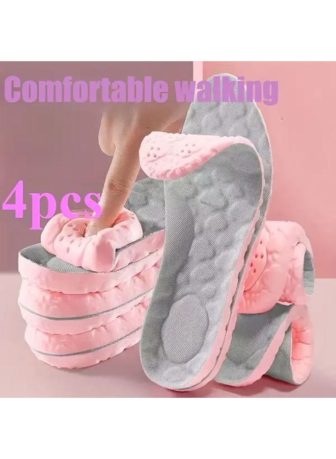 4 أزواج من نعال CloudComfort الرمادية مقاس EU43 44 تصميم مموج غير قابل للانزلاق وسادة طوال اليوم قابلة للتنفس دعم عالي المرونة لقوس القدم لأحذية العمل وأحذية المشي لمسافات طويلة إكسسوارات صحة القدم - Image 4