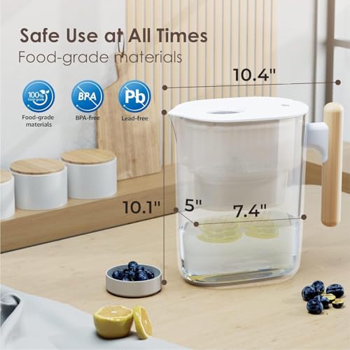Waterdrop Water Filter Pitcher with 1 Filter, 200-Gallon Long-Life, Chubby 10-Cup Large Water Filter Pitcher, NSF Certified, 5X Times Lifetime, Reduces PFOA/PFOS, BPA Free, Clear - Image 4