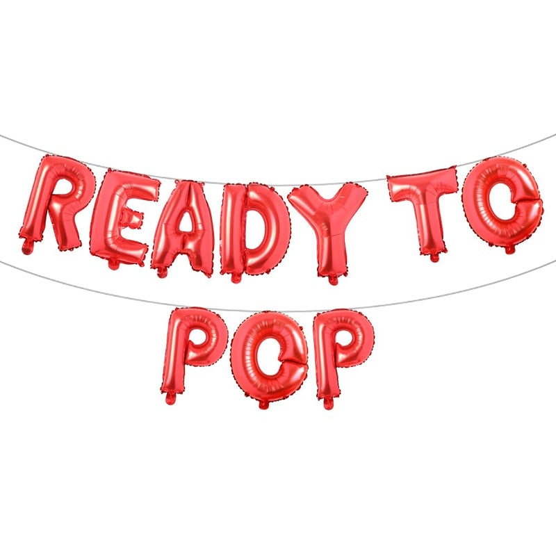 RUIANSI Ready to Pop Balloons Banner,Baby Shower Decoration, Boy or Girl Gender Reveal Pregnancy Announcement Newborn Hatchelorette Party Supplies Decorations (READY TO POP Red) - Image 1