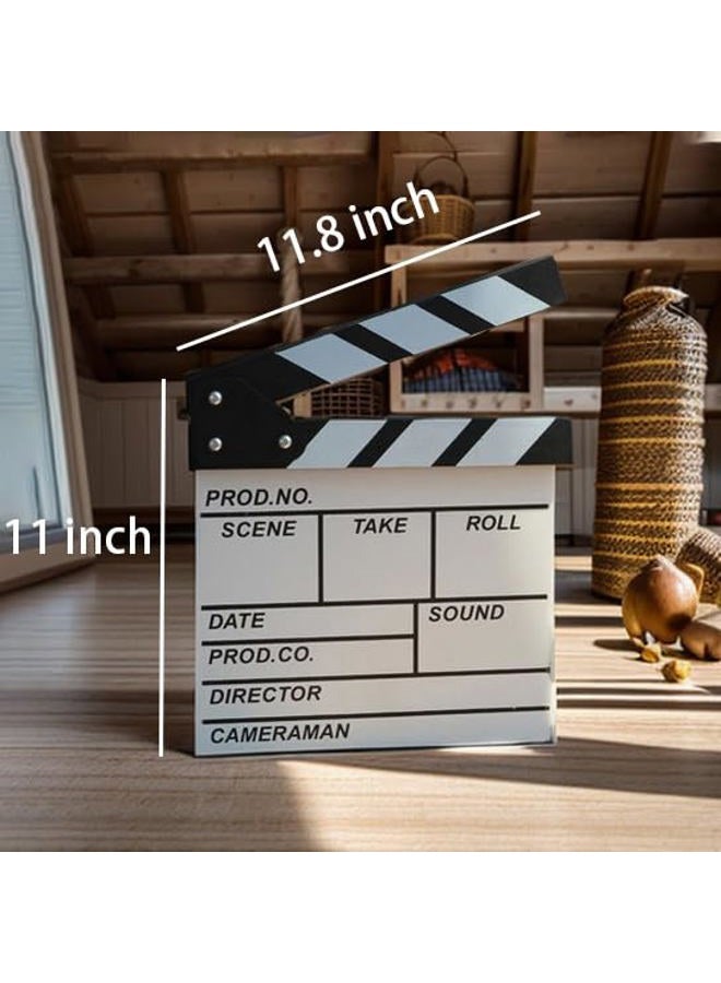 BERON Professional Vintage TV Movie Film Clap Board Slate Cut Prop Director Clapper (White) - Image 5