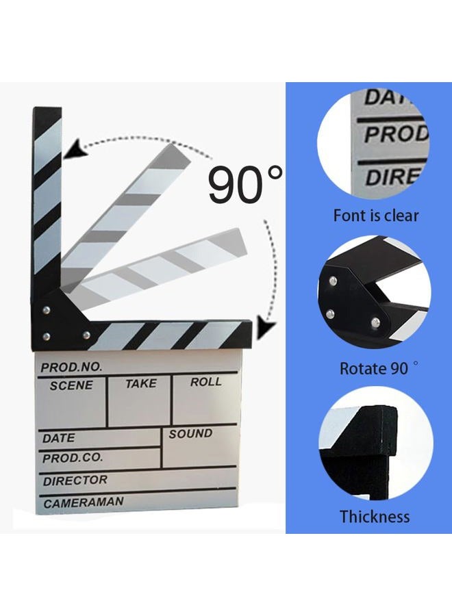 BERON Professional Vintage TV Movie Film Clap Board Slate Cut Prop Director Clapper (White) - Image 4