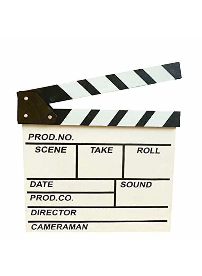 BERON Professional Vintage TV Movie Film Clap Board Slate Cut Prop Director Clapper (White) - Image 1