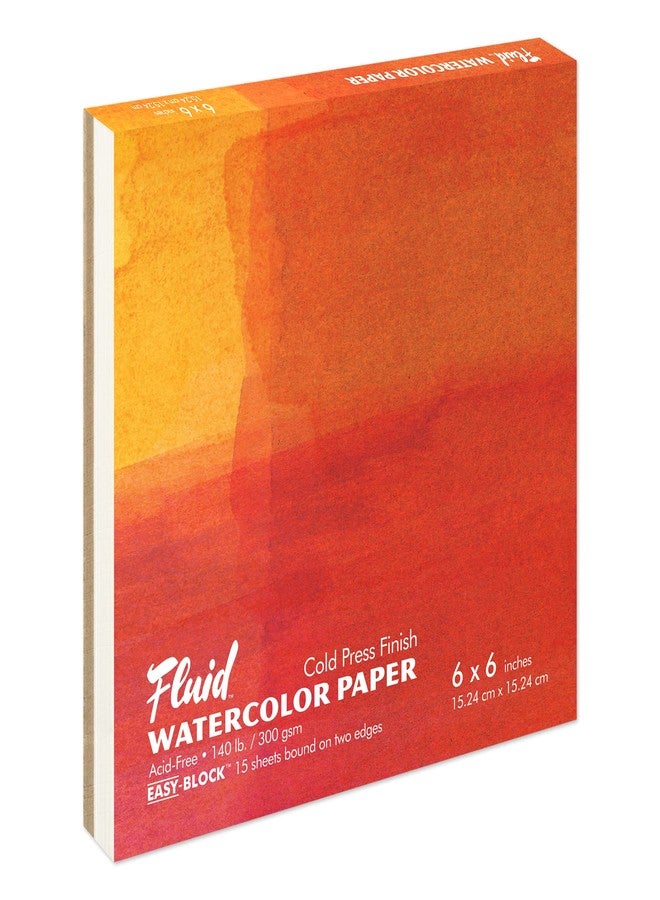 Fluid Artist 140LB Watercolor Paper Block, 6x6, Cold Press, 15 Sheets - Image 1