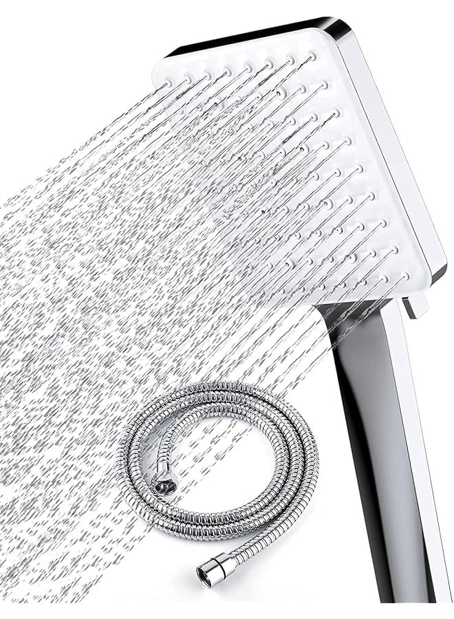 The Bros رأس دش مع مجموعة خرطوم مع 6 أوضاع لرش الماء، كروم - 1.5م - Image 1