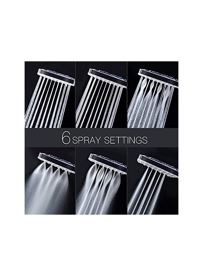 The Bros رأس دش مع مجموعة خرطوم مع 6 أوضاع لرش الماء، كروم - 1.5م - Image 4