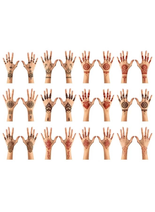 Xmasir Henna Tattoo, 12 Sheets Henna Stickers, 6pcs Red + 6pcs Black, Waterproof Henna Tattoo Stickers for Women Wedding Party (6 Red+ 6 Black) - Image 4