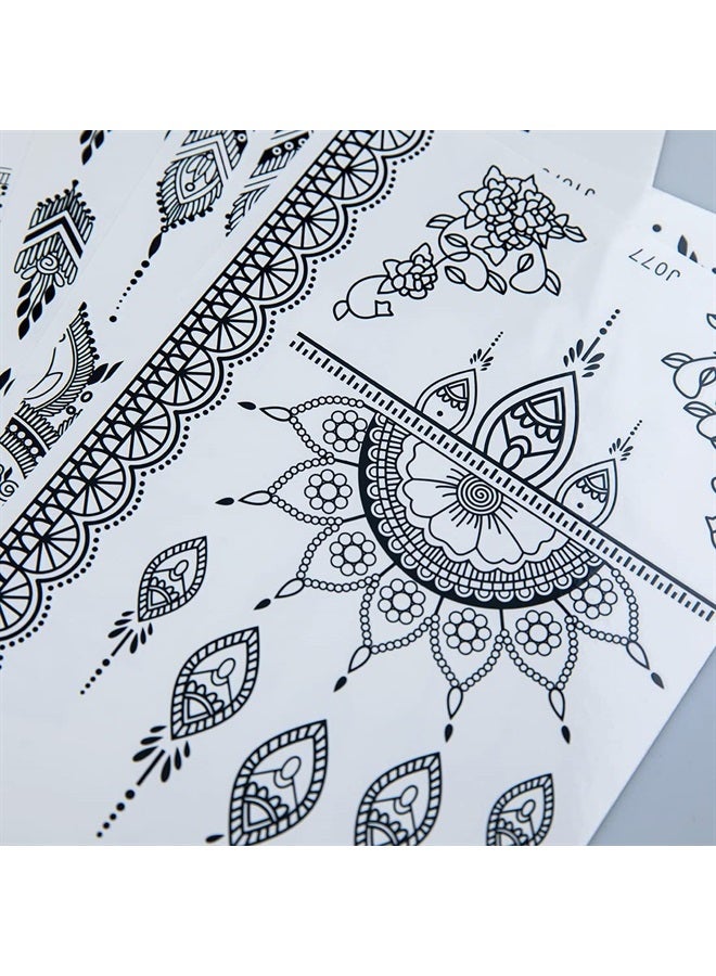 Xmasir Henna Tattoo, 12 Sheets Henna Stickers, 6pcs Red + 6pcs Black, Waterproof Henna Tattoo Stickers for Women Wedding Party (6 Red+ 6 Black) - Image 3