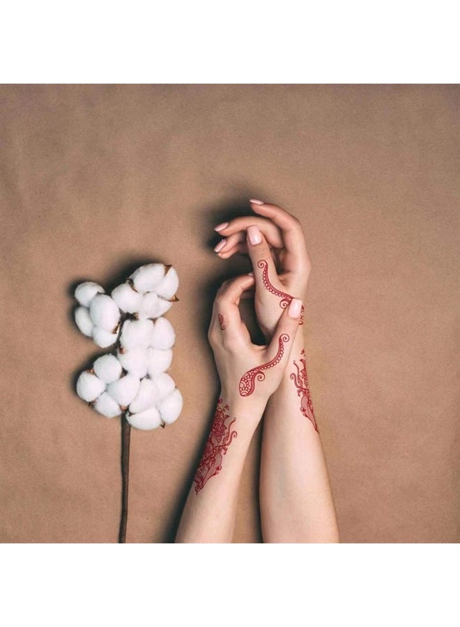 Xmasir Henna Tattoo, 12 Sheets Henna Stickers, 6pcs Red + 6pcs Black, Waterproof Henna Tattoo Stickers for Women Wedding Party (6 Red+ 6 Black) - Image 5