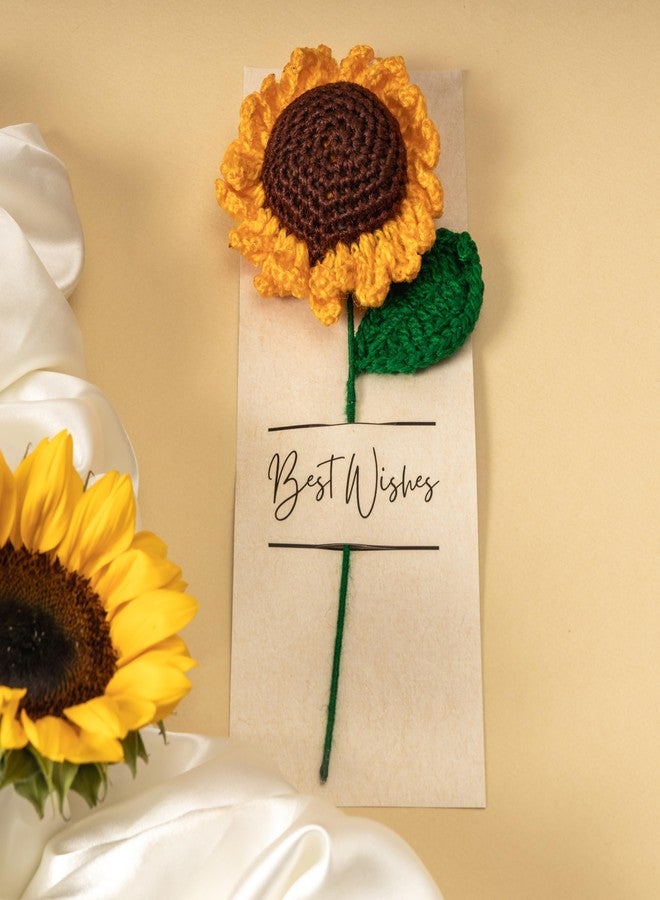 Rarejoy Sunflower Gift Hamper for Women & Men | Handmade Crochet Sunflower with Inspirational message on Acrylic along with wooden Desk plaque & beautiful greeting card | Thoughtful Premium Gift for Birthday, Valentine, Anniversary, Women's Day, Farewell & Corporate Gifting - Image 2