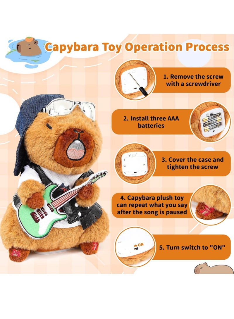كابتن تيك Capybara Plush Musical Dancing Baby Toy, Capybara Stuffed Animals Singing Capybara Plushie Funny Electric Toy, Stuffed Capybara Toy Boys Girls - Image 5