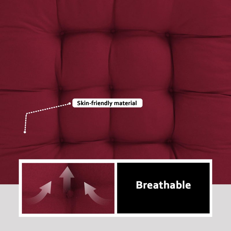 ELFJOY ELFJOY Rocking Chair Cushion Kitchen Chair Cushions with Seat Back Cushion Smooth and Comfortable Chair Pads with Ties 17x17 inch + 17x21 inch  Claret - Image 4