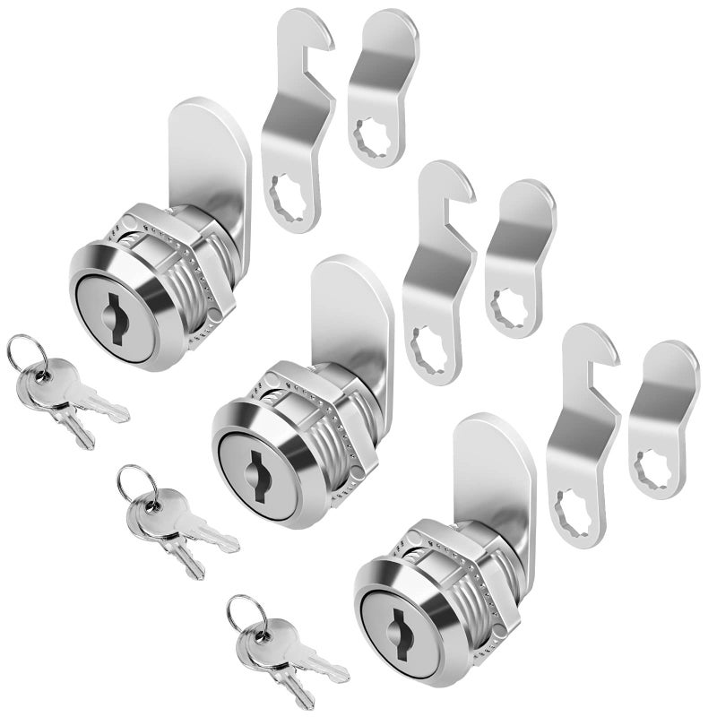 Cylinnda Cabinet Locks (3 Pack, Zinc Alloy), Keyed Alike Cam Lock for Tool Box, RV Storage, Mailbox, 5/8" - Image 1