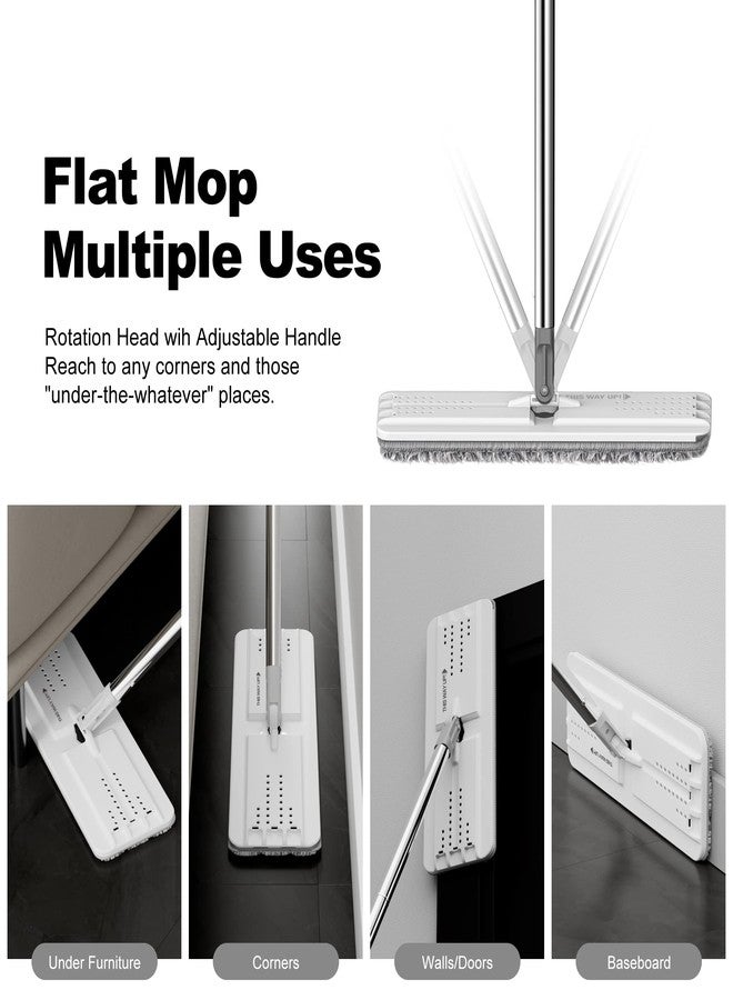 BOSHENG Mop and Bucket with Wringer Set, Flat Floor Mop and Bucket, with 2 Mops and 4 Microfiber Cleaning Cloths for Floor Cleaning, Wet and Dry Use - Image 4