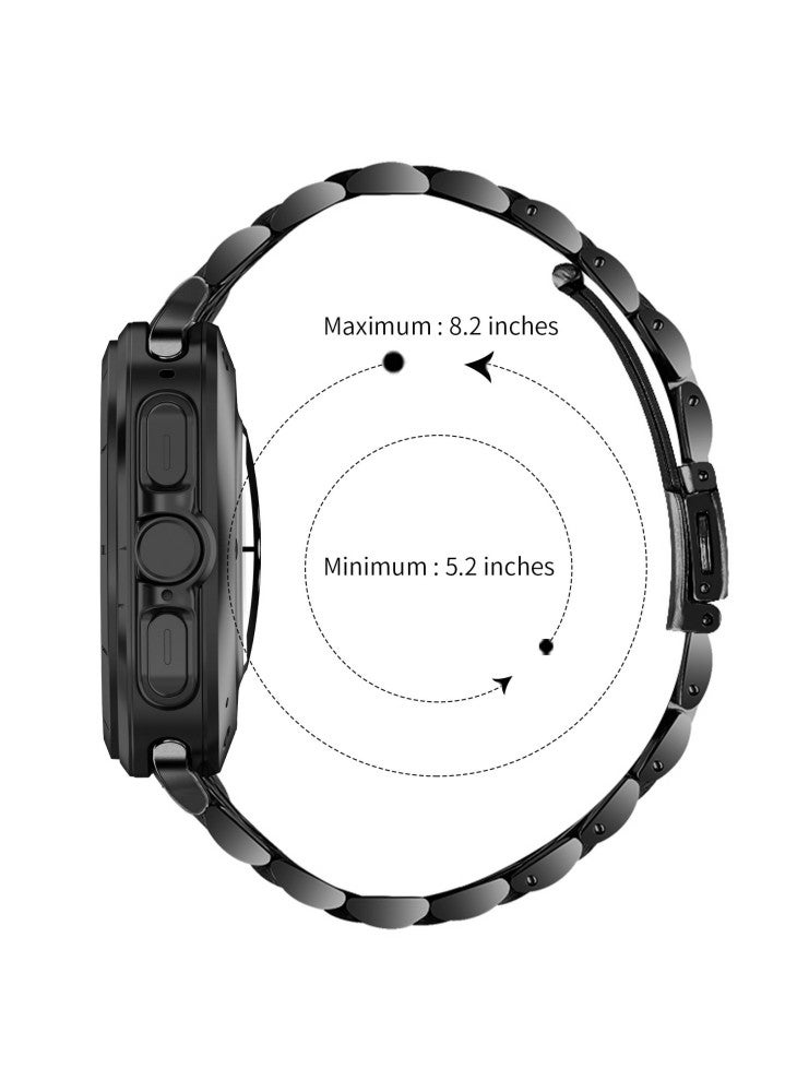 Beauenty Watch Band For Samsung Galaxy Watch Ultra (2025) 47mm/Ultra 47mm Integrated 7-Bead Stainless Steel Strap - Black - Image 5