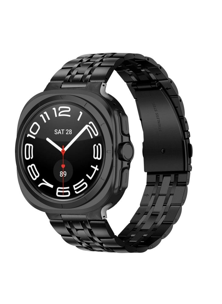 Beauenty Watch Band For Samsung Galaxy Watch Ultra (2025) 47mm/Ultra 47mm Integrated 7-Bead Stainless Steel Strap - Black - Image 2