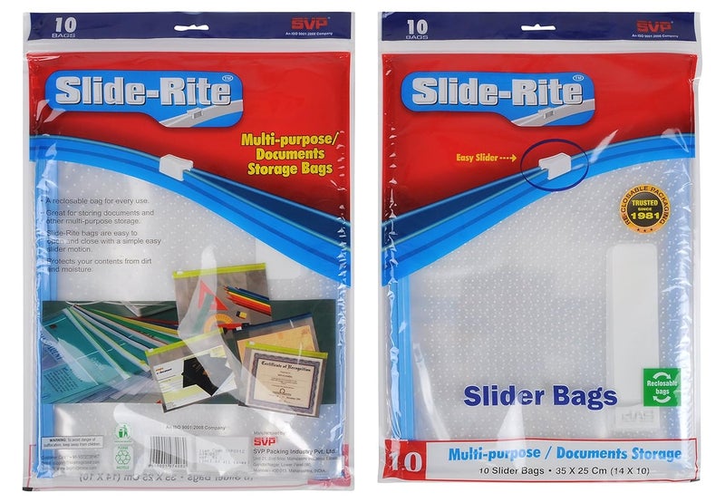 Slide-Rite Slider Bags 35 cm x 25 cm x 35 cm Clear Pack of 2  - Image 1