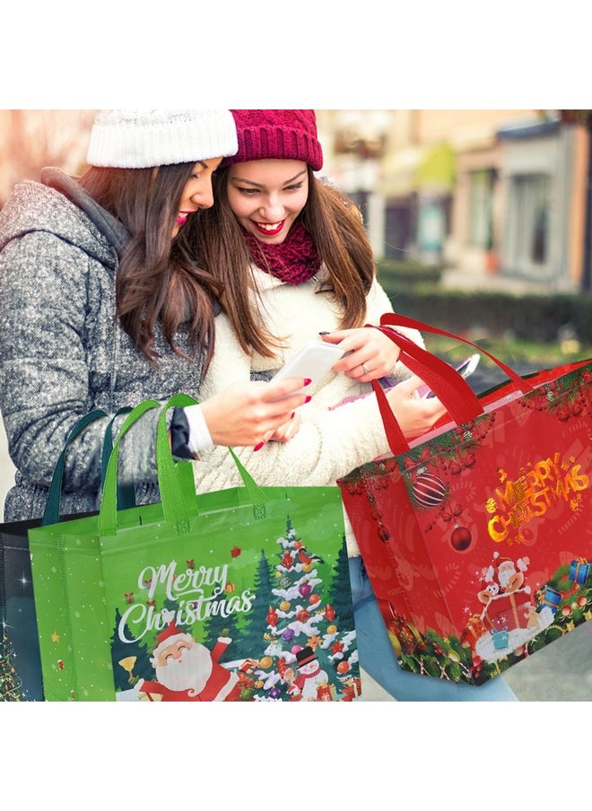 AhfuLife - 12Pcs Extra Large Christmas Gift Bags, 15.7'' X 14.2''X 5.9'', Christmas Tote Bags With Handles, Reusable Non-Woven Christmas Shopping Bags For New Year, Xmas'S Party Supplies Decorations - Image 1