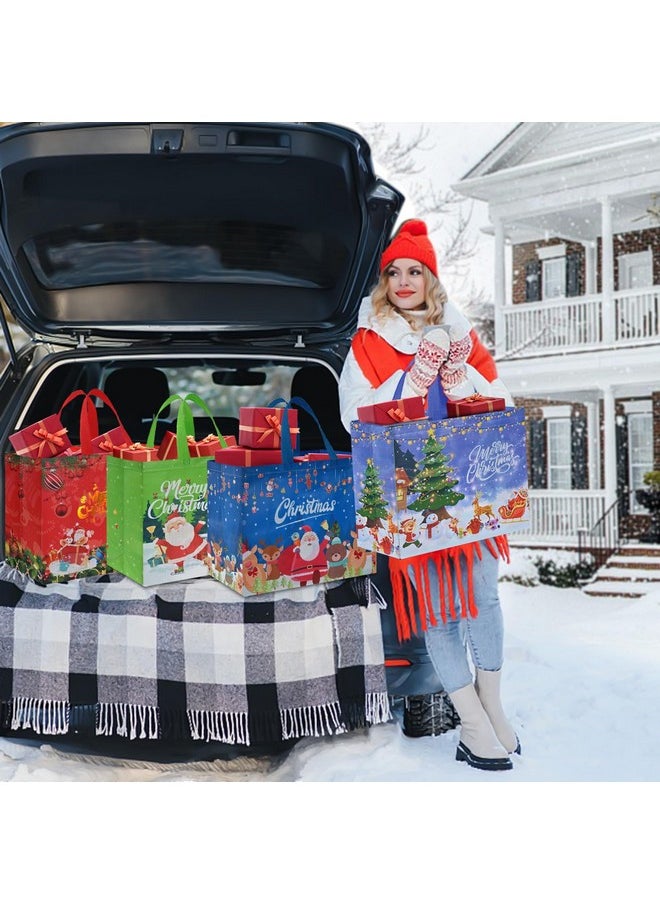 AhfuLife - 12Pcs Extra Large Christmas Gift Bags, 15.7'' X 14.2''X 5.9'', Christmas Tote Bags With Handles, Reusable Non-Woven Christmas Shopping Bags For New Year, Xmas'S Party Supplies Decorations - Image 1