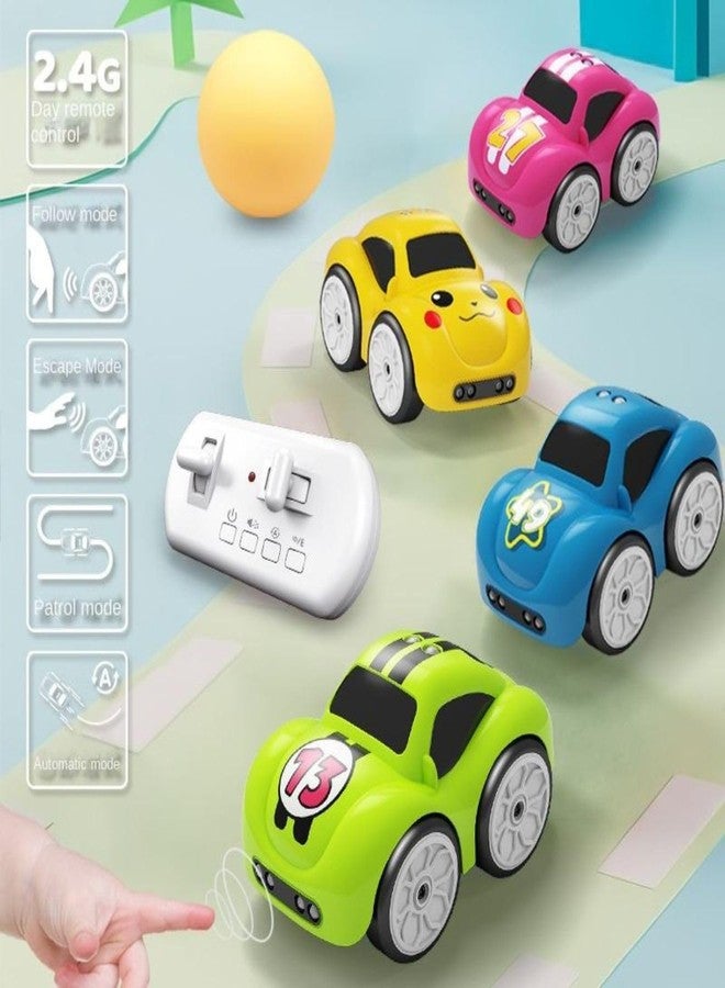 Babelly Mini RC Intelligent Sensor Stunt Car Toy for Kids 3-8 | 4 Smart Modes: Follow Object, Chase, and Follow Track | Rechargeable Cartoon Car with Music & Bright LED Lights - Image 5