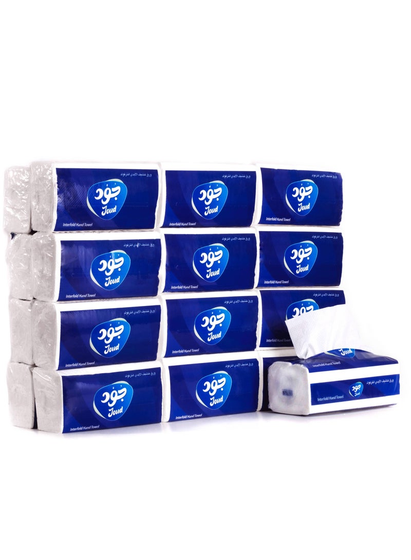 Joud Interfold Hand Drying Wipes 150 2Ply Soft Facial Tissues 24 Pack - Image 1