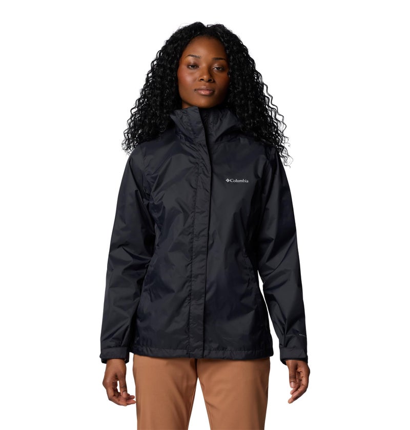 Columbia Womens Arcadia II Waterproof Rain Jacket, Black, Large - Image 1
