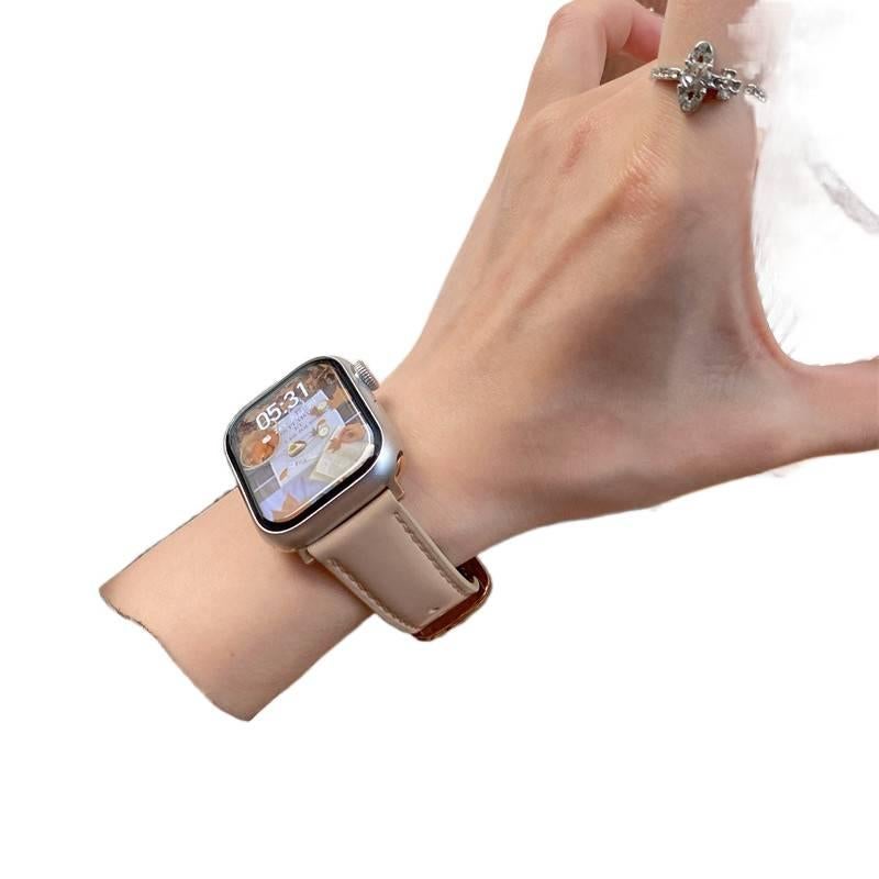 AD Brown Classic Leather Strap Smartwatch Band Compatible with Apple Watch Ultra with Adjustable Fit Replacement Strap for Daily Wear - Image 2