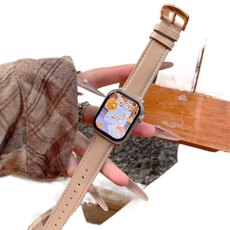 AD Brown Classic Leather Strap Smartwatch Band Compatible with Apple Watch Ultra with Adjustable Fit Replacement Strap for Daily Wear - Image 4