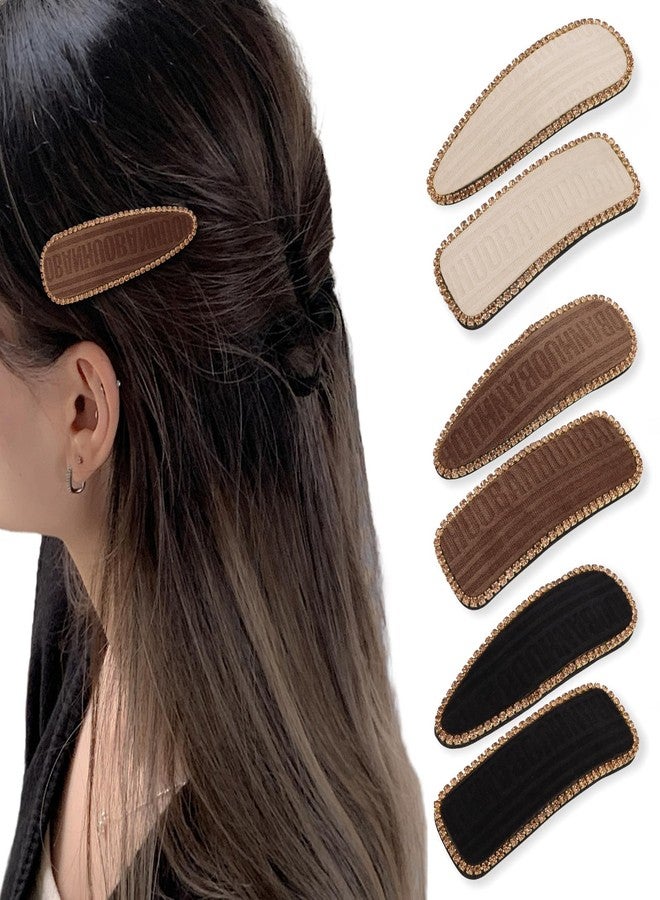 CURASA Rhinestone Snap Hair Clips 6PCS Water Drop & Rectangle Hair Barrettes Non-Slip Duckbill Hairpins Cute Hairclip Elegant Gold Crystal Edging French Neutral Hair Accessories - Image 1