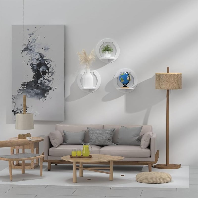 إكسفور مجموعة من 3 رفوف عائمة للحائط، سهلة التركيب، أبعادها 29x29x18 سم، مصنوعة من PVC أبيض، رفوف عملية وزخرفية مناسبة لغرفة الأطفال، غرفة المعيشة، غرفة النوم، وأكثر - Image 3