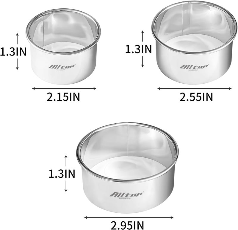ALL-TOP Circle Biscuit Cutter Set –Stainless Steel Baking Supplies for Effortless Round Cookie Shaping, Pastry & Fondant Tool Creation–Precise Cut Kitchen Utensil for Sandwich, Scone, Donut -3PC Round - Image 3