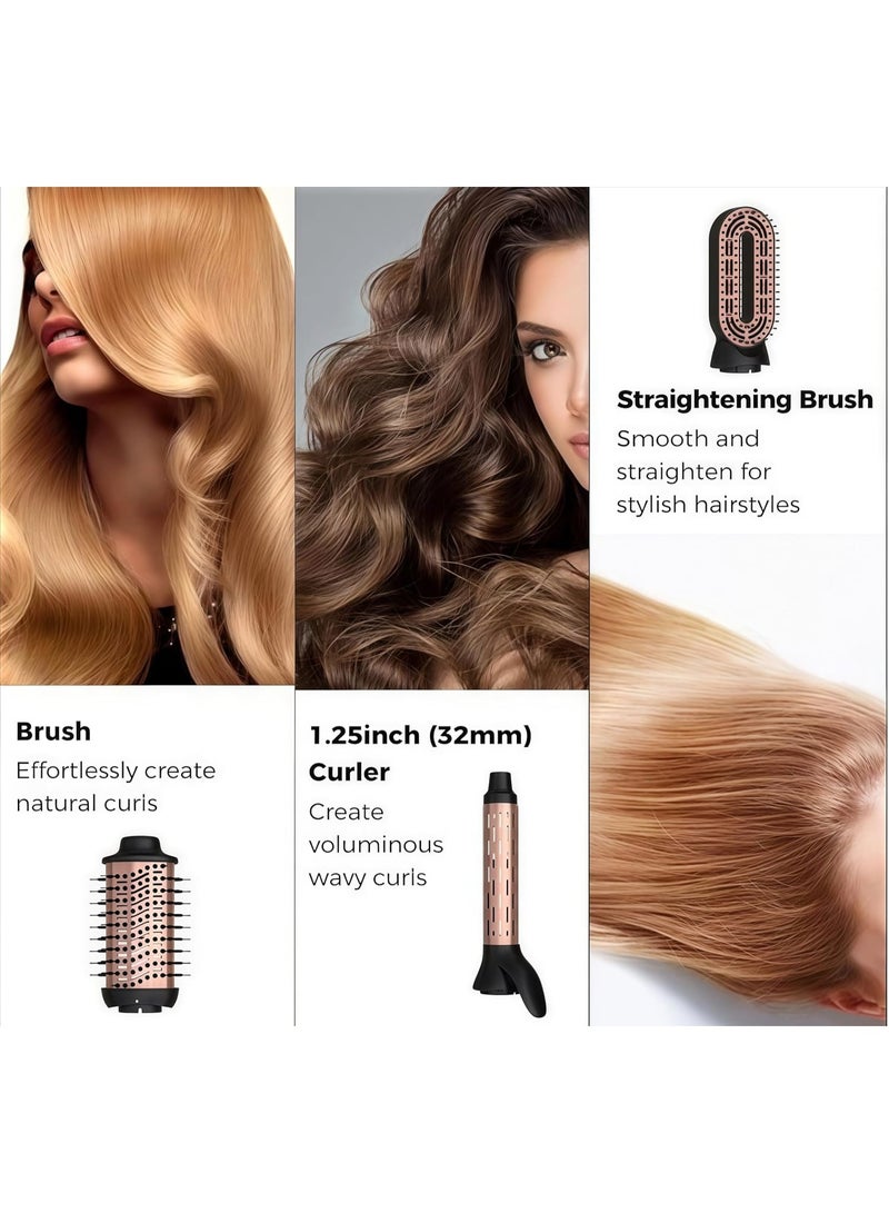 DENX 3-in-1 Hair Dryer Brush Set for Women with Interchangeable Heads, Adjustable Heat, Swivel Cord, Low Noise, Ionic Airflow, Detachable Design, Hair Styling Tool for Drying and Smoothingl, DX1395 - Image 3