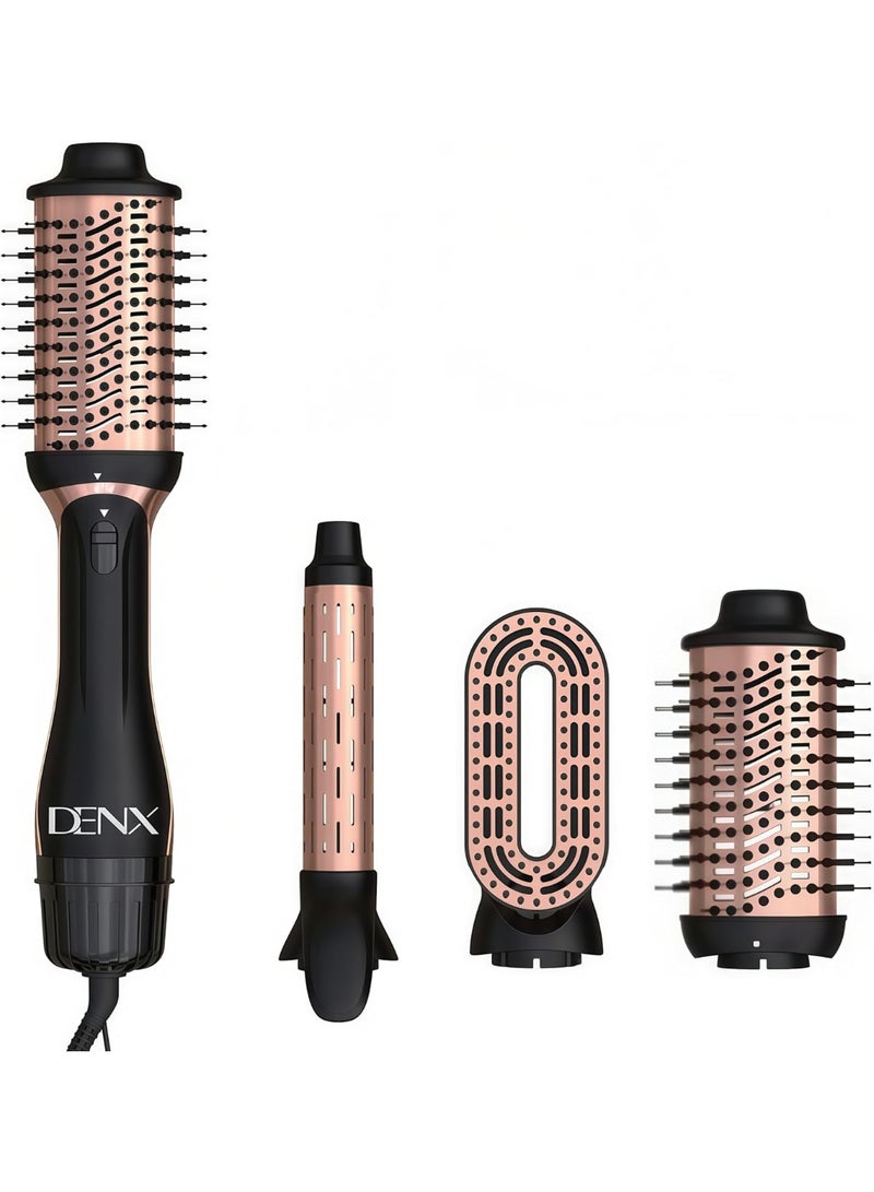DENX 3-in-1 Hair Dryer Brush Set for Women with Interchangeable Heads, Adjustable Heat, Swivel Cord, Low Noise, Ionic Airflow, Detachable Design, Hair Styling Tool for Drying and Smoothingl, DX1395 - Image 4
