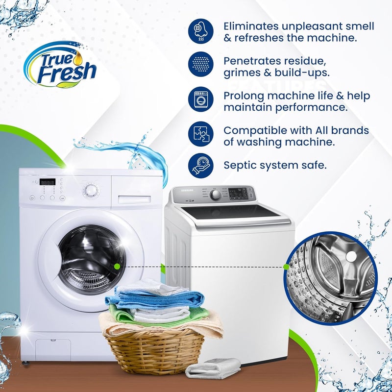 True Fresh Washing Machine Cleaner Tablets, 15 Solid Deep Cleaning Tablet, Finally Clean All Washers Machines Including HE Front Loader Top Load - Image 2
