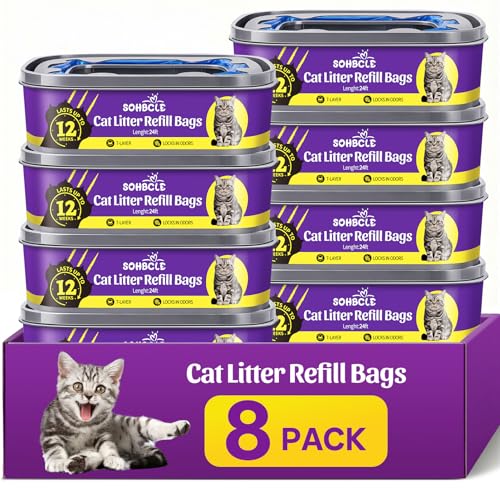 SOHBCLE Upgraded Cat Litter Refill Bags|8-Pack Cartridges Compatible with Genie Cat Litter Refills Standard,Plus and Style Pail |7-Layer Superior Odor Control (NOT Compatible with XL) - Image 1