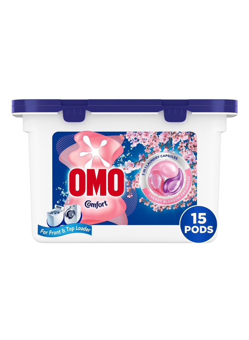 Omo Comfort 3In1 Laundry Capsules Cherry Blossom Freshness 15 Pods (225g) - Image 1