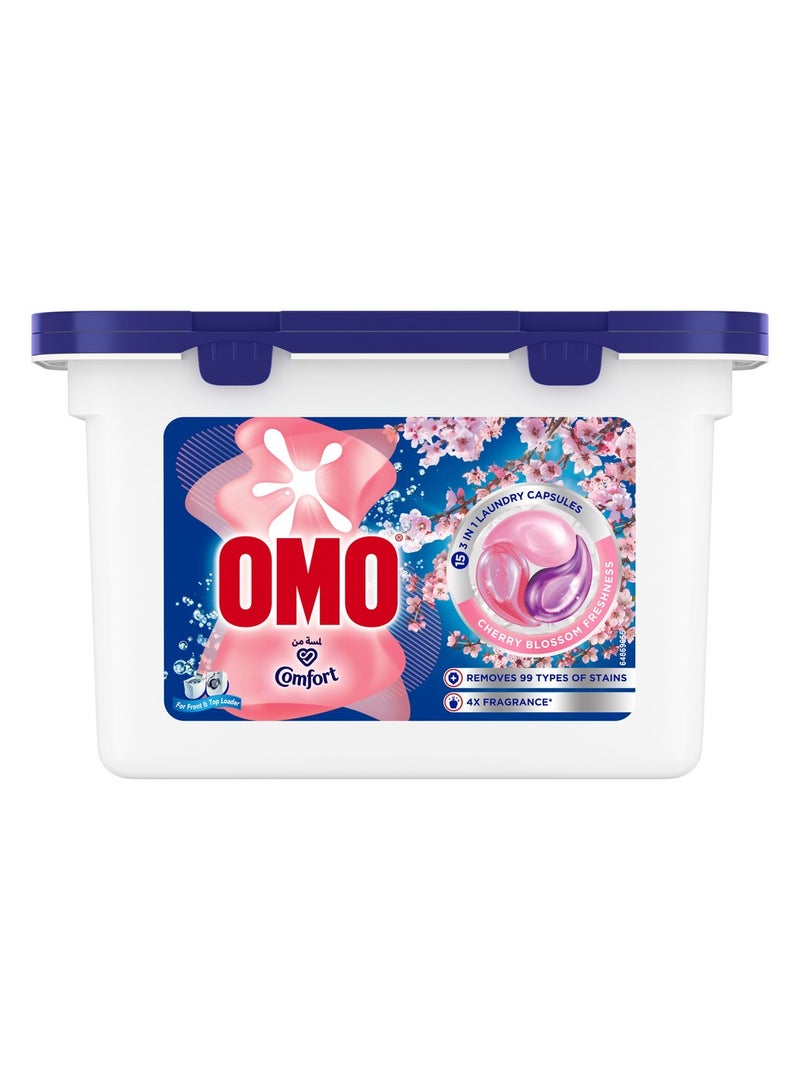 Omo Comfort 3In1 Laundry Capsules Cherry Blossom Freshness 15 Pods (225g) - Image 3
