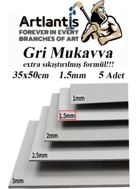 Artlantis Cardboard Gray 1.5 mm 35X50 cm 5 Pieces Hard Cardboard Extra Compressed 35*50 Cardboard Gray Color 5 Pieces  - Image 1