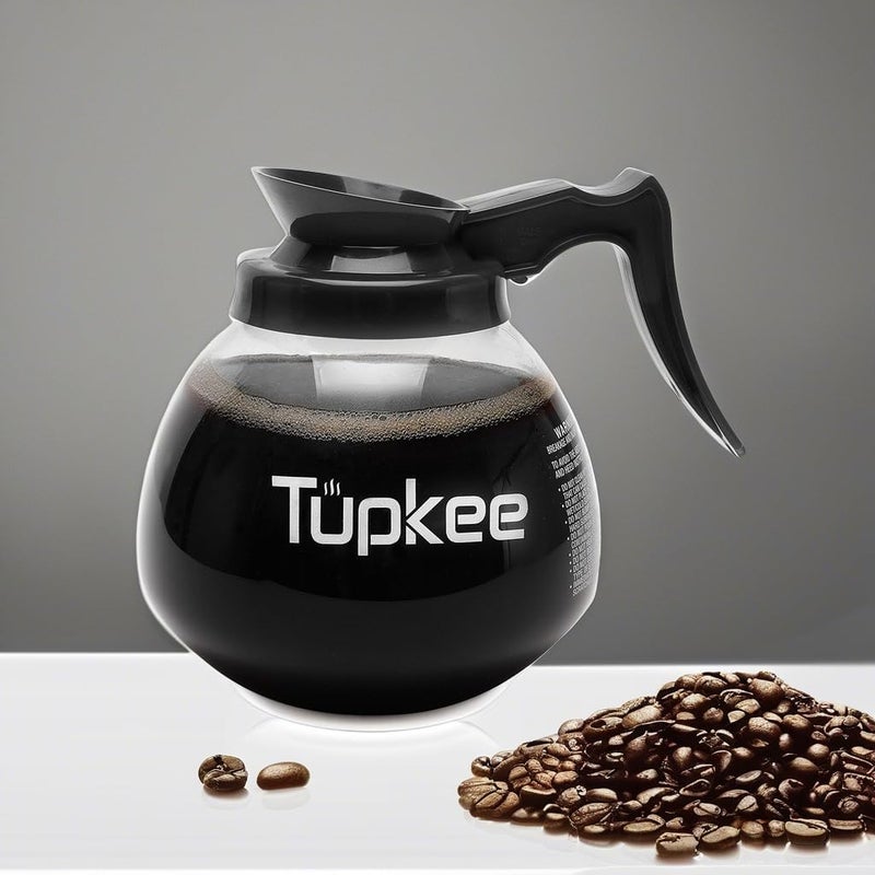 Tupkee بديل لإبريق القهوة التجاري – كأس زجاجي مقاوم للكسر مخصص للمطاعم، سعة 64 أونصة، 12 كوب، مقبض أسود/النموذج العادي، متوافق مع إبريقي Wilbur Curtis وBloomfield وBunn للقهوة - Image 5