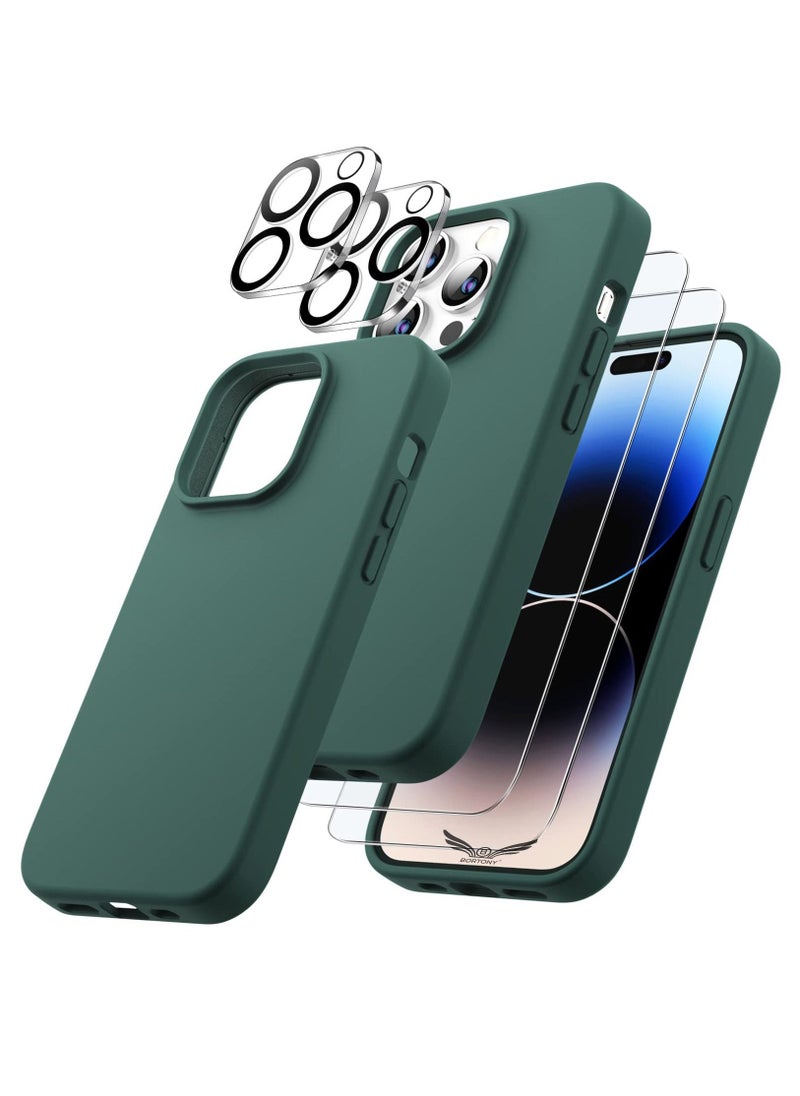 BORTONY - iPhone 15 Pro Case Cover with 2 Pack Screen Protector + 2 Pack Camera Lens Protector Liquid Silicone Full Body Protection Shockproof Drop Protection Case 6.1 inches - Image 1