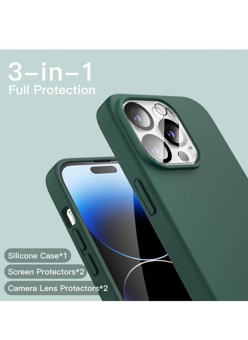 BORTONY - iPhone 15 Pro Case Cover with 2 Pack Screen Protector + 2 Pack Camera Lens Protector Liquid Silicone Full Body Protection Shockproof Drop Protection Case 6.1 inches - Image 1