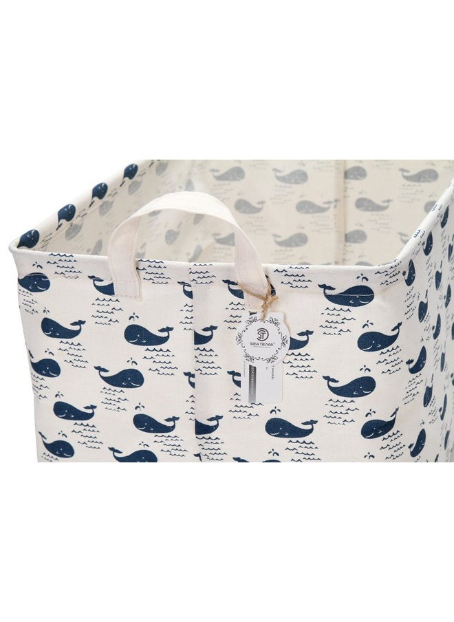 Sea Team Sea Team 16.5" x 11.8" x 9.8" Square Natural Linen & Cotton Fabric Storage Bins Shelves Storage Baskets Organizers for Nursery & Kid's Room (Whale)  - Image 5