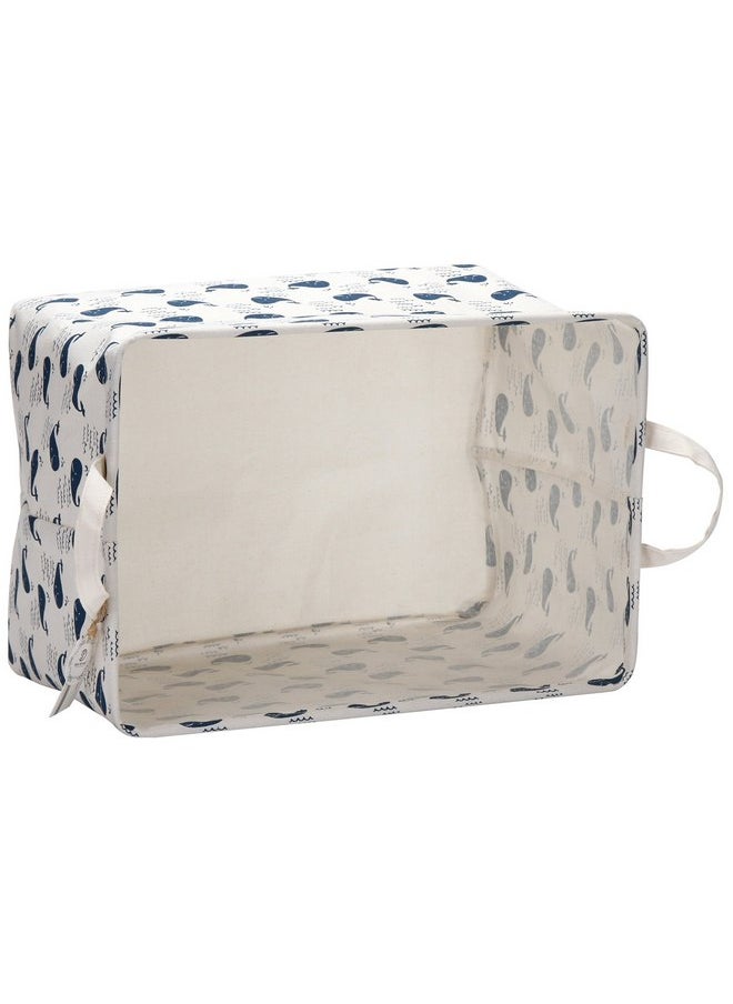 Sea Team Sea Team 16.5" x 11.8" x 9.8" Square Natural Linen & Cotton Fabric Storage Bins Shelves Storage Baskets Organizers for Nursery & Kid's Room (Whale)  - Image 3