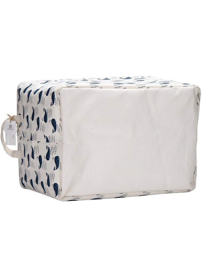 Sea Team Sea Team 16.5" x 11.8" x 9.8" Square Natural Linen & Cotton Fabric Storage Bins Shelves Storage Baskets Organizers for Nursery & Kid's Room (Whale)  - Image 4