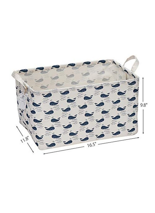 Sea Team Sea Team 16.5" x 11.8" x 9.8" Square Natural Linen & Cotton Fabric Storage Bins Shelves Storage Baskets Organizers for Nursery & Kid's Room (Whale)  - Image 2