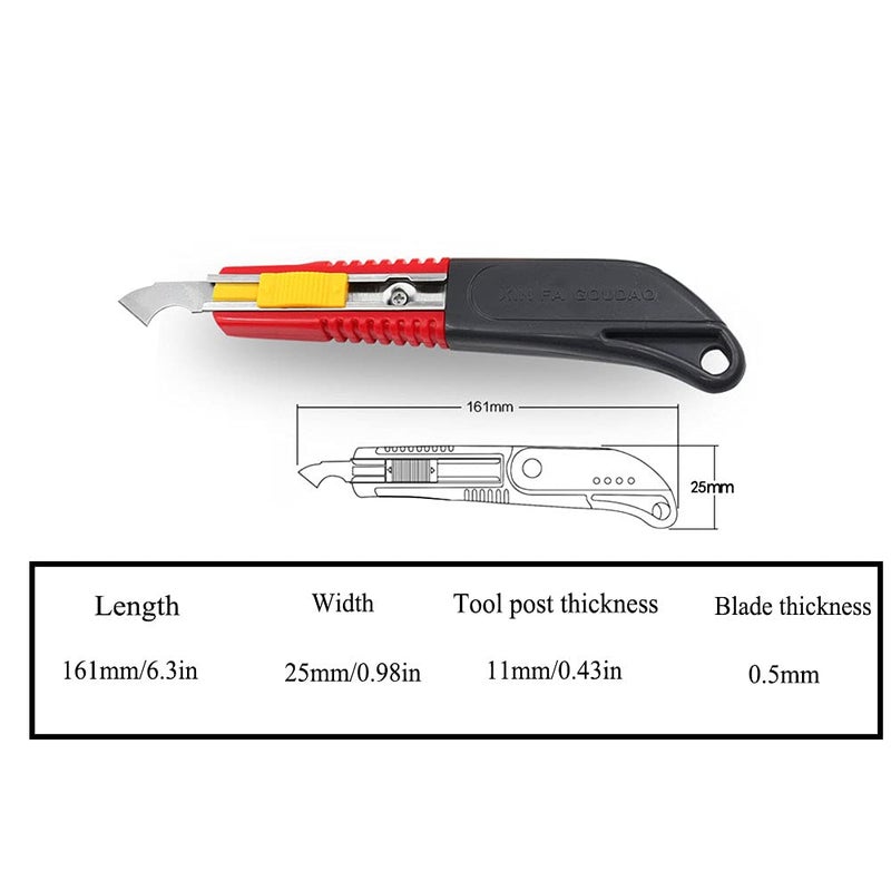PZRT Hook Knife PVC Acrylic Board Plastic Plexiglass Hook Knife Cutting Tool with 10 Replacement Blades 161 X25X11mm - Image 4