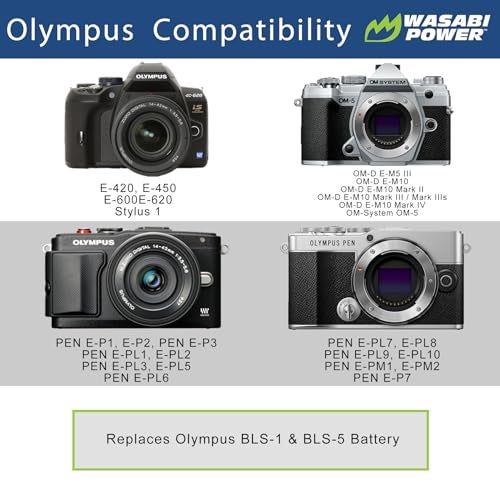 Wasabi Power Battery for Olympus BLS-5, BLS-50, PS-BLS5 & E-420, E-450, E-600, E-620, Pen E-P1, E-P2, E-P3, E-PL1, E-PL3, E-PM1, OM-D E-M10 Mark II, III, IIIs, IV - Image 2