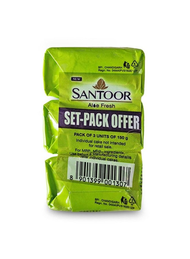 Santoor Aloe Fresh Aloevera & Lime Soap 150 G (Pack Of 3) - Image 5