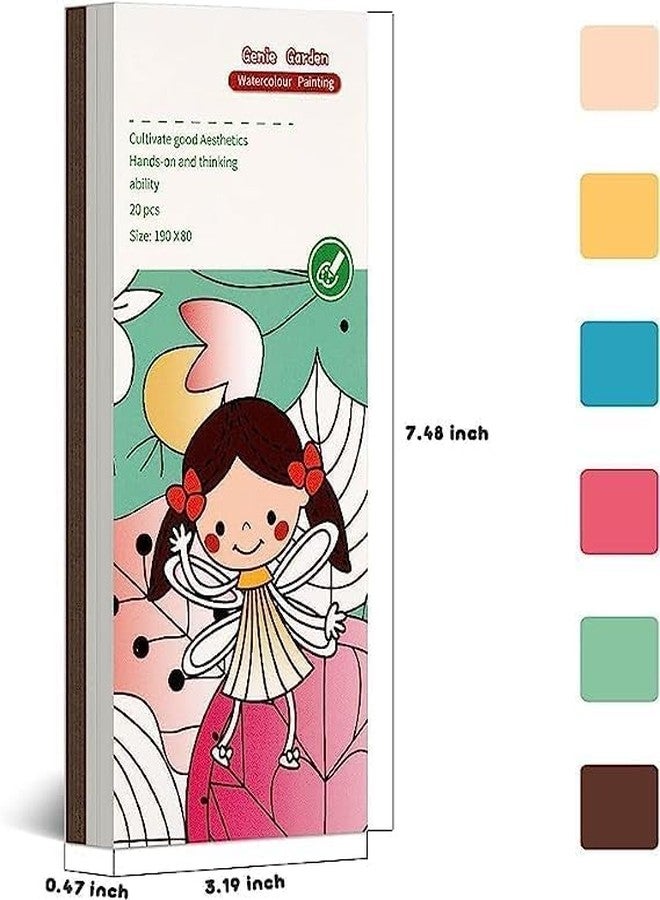 KLVS كتاب التلوين السحري للأطفال من KLVS، مجموعة كتب الرسم والتلوين للأطفال من سن 4 إلى 8 سنوات، 20 ورقة، مجموعة رسم كرتونية مع فرشاة، هدية تذكارية (عبوة من قطعتين، حديقة الجني). - Image 5